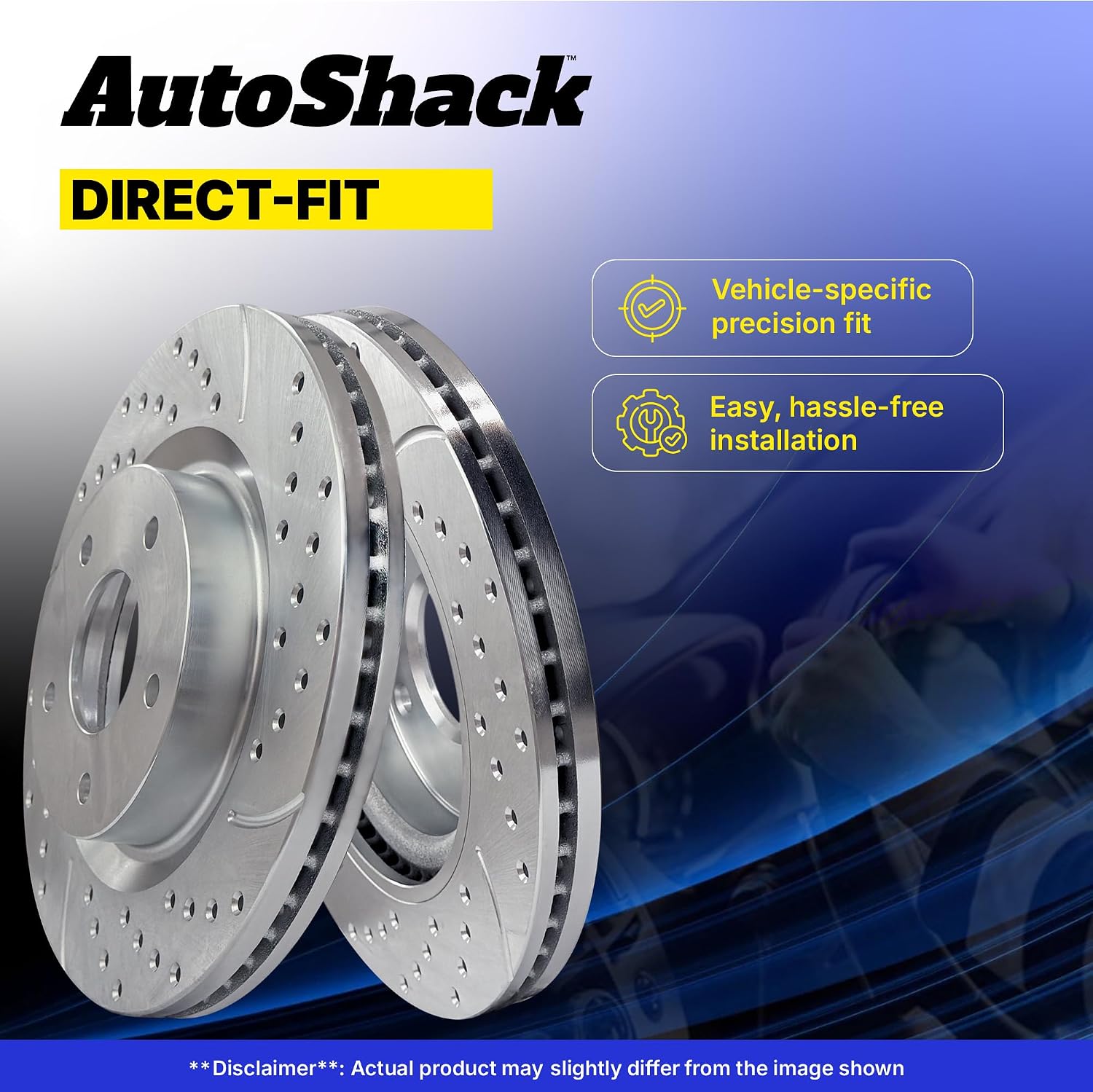 AutoShack Front Zinc Coated Rotors 10.87" (276 mm) for Chevy Cruze 2019