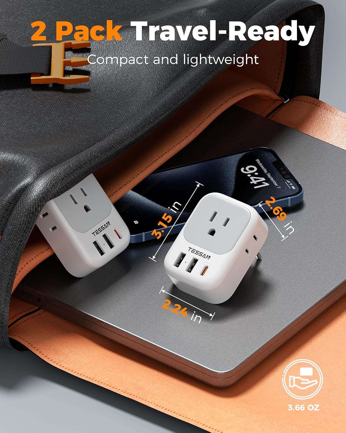 TESSAN Italy Travel Plug Adapter, Type L Plug 2 Pack