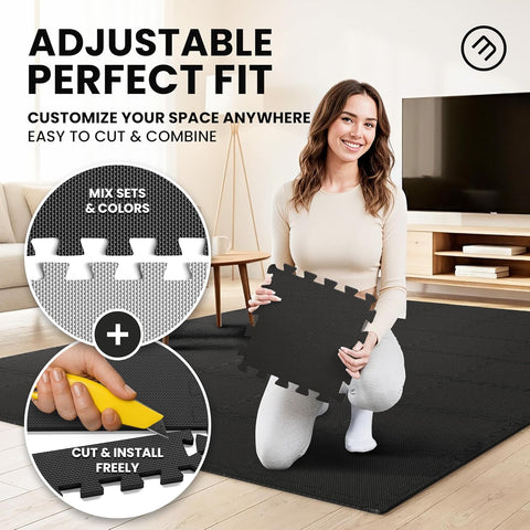 bemaxx Gym Mats Set - EVA Interlocking Foam Floor Tiles Workout Mat Puzzle