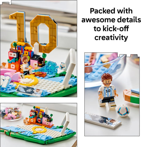 LEGO Editions Lionel Messi – Soccer Highlights - Building Set for Boys & Girls, Ages 10+ - Collectible Soccer Gift with Plaque - Kids Bedroom or Shelf Decor - 43011