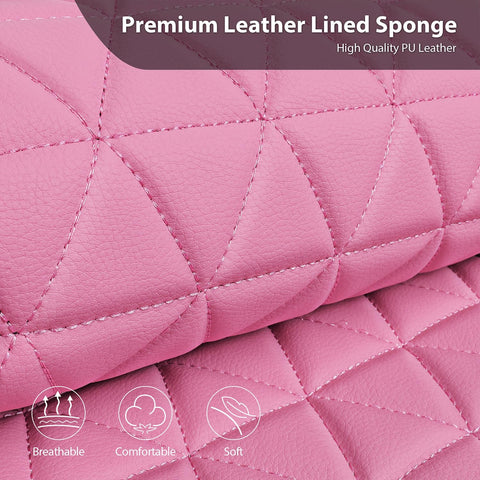 CAR PASS Bling Diamond Pink Leather Car Seat Covers Full Sets Interior Sets, Waterproof Shining Glitter Sparkly Crystal Universal Armrest Fit for Automotive Truck SUV Cute Women Girl, Pink Rhinestone