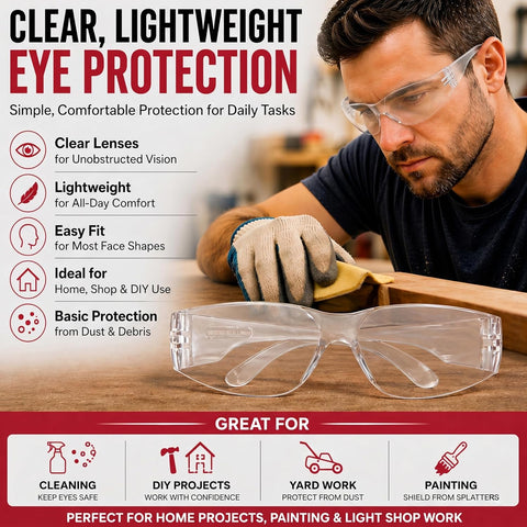 BISON LIFE Clear Safety Glasses for Men & Women, ANSI Z87.1 Certified,12Pk