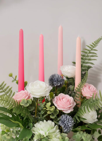 12pk 10" Classic Taper Candles, Pink Shades, 7-8 Hours Long Burning, Unscented Tall Candlesticks