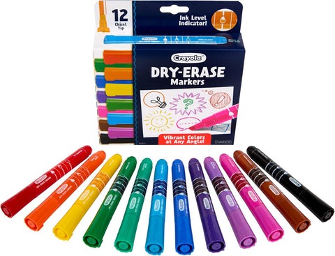 Crayola Take Note Dry Erase Markers for School (12ct) Teacher Classroom Supplies, Chisel Tip Whiteboard Markers, Must Haves