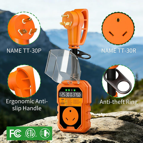 30 Amp RV Surge Protector 26000J Overload Auto Shutoff & Manual Reset