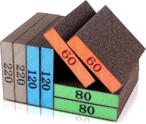 8 Pack Sanding Sponge, 60/80/120/220 Grit Premium Sandpaper Block