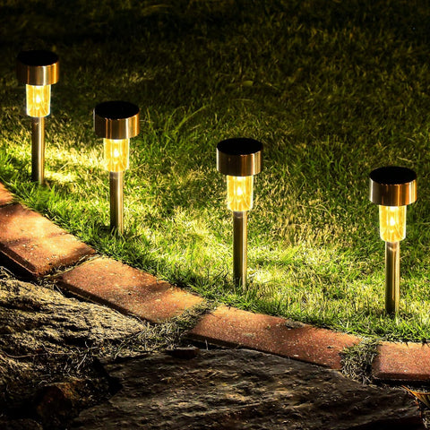 GIGALUMI 16 Pack Solar Lights Outdoor Waterproof, Stainless Steel