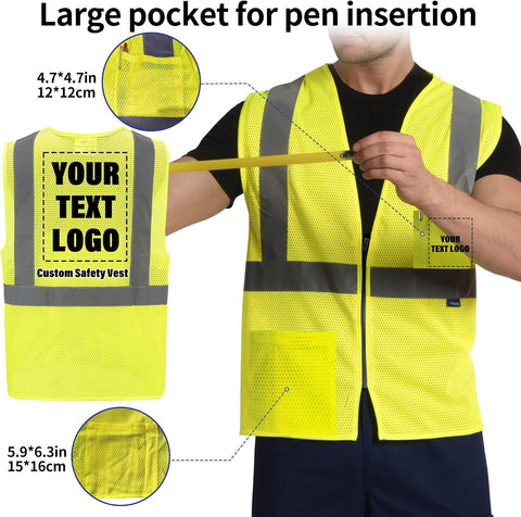 AYKRM 2 Pocket Mesh High Visibility Reflective Safety Vest for men & Women ANSI/ISEA 107 Standards