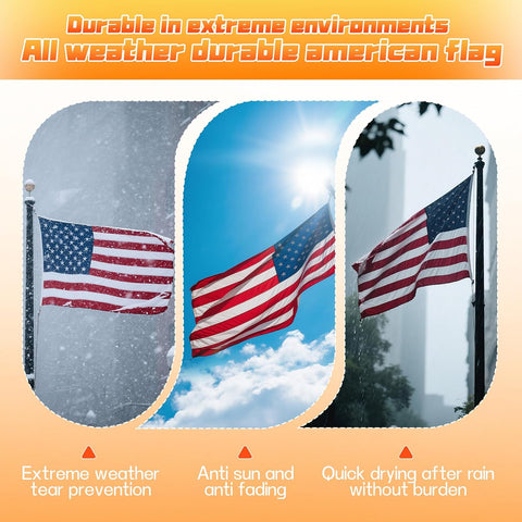 American Flags for Outside 2.5x4Ft,HeavyDuty US Flag Outdoor with High Wind