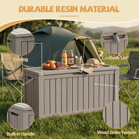 EFU Outdoor Storage Box Waterproof,150 Gal Gen 2 Resin Deck Box With Wheels