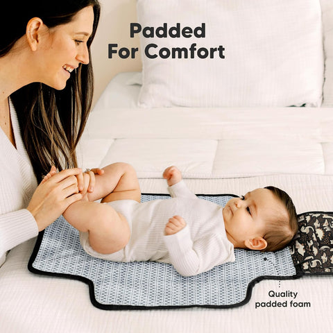 KeaBabies Portable Diaper Changing Pad, Baby Changing Mat (Dino Ridge)