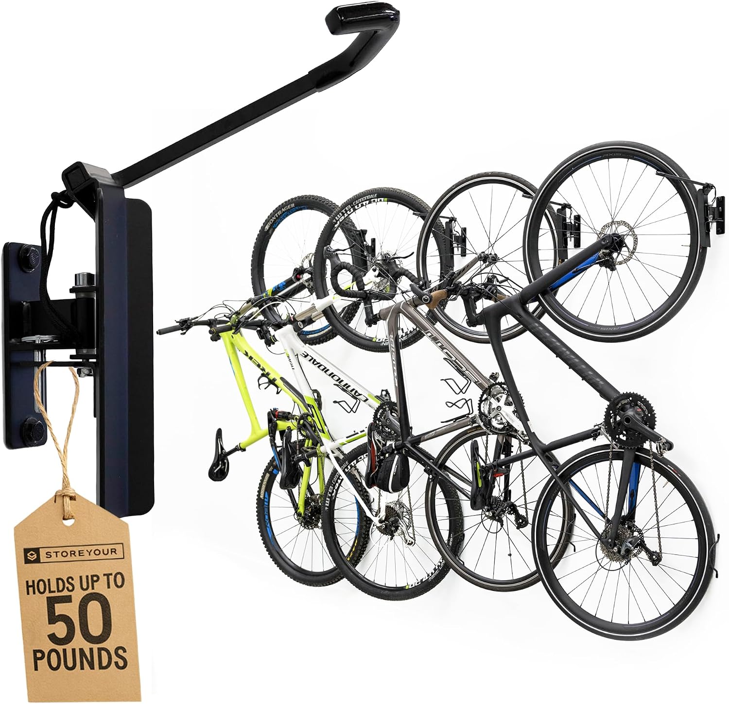 StoreYourBoard Swivel Bike Wall Mount, Vertical Rack for Garage, 4 Pack