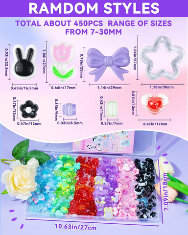 FIVEIZERO 480PCS Assorted Acrylic Beads for Jewelry & Bracelet Making