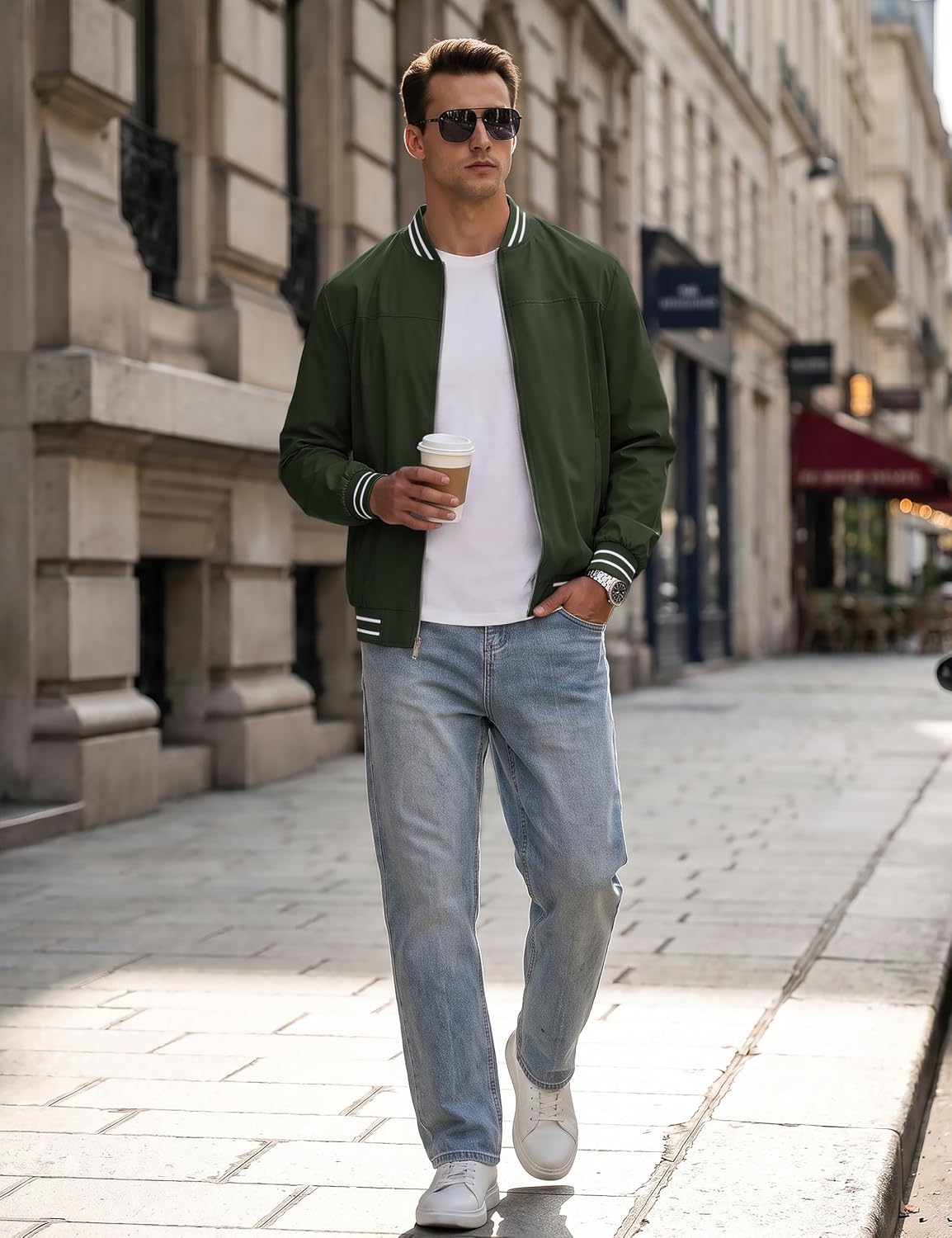 TACVASEN Mens Jacket Bomber Lightweight Windproof Coat for Daily Wear