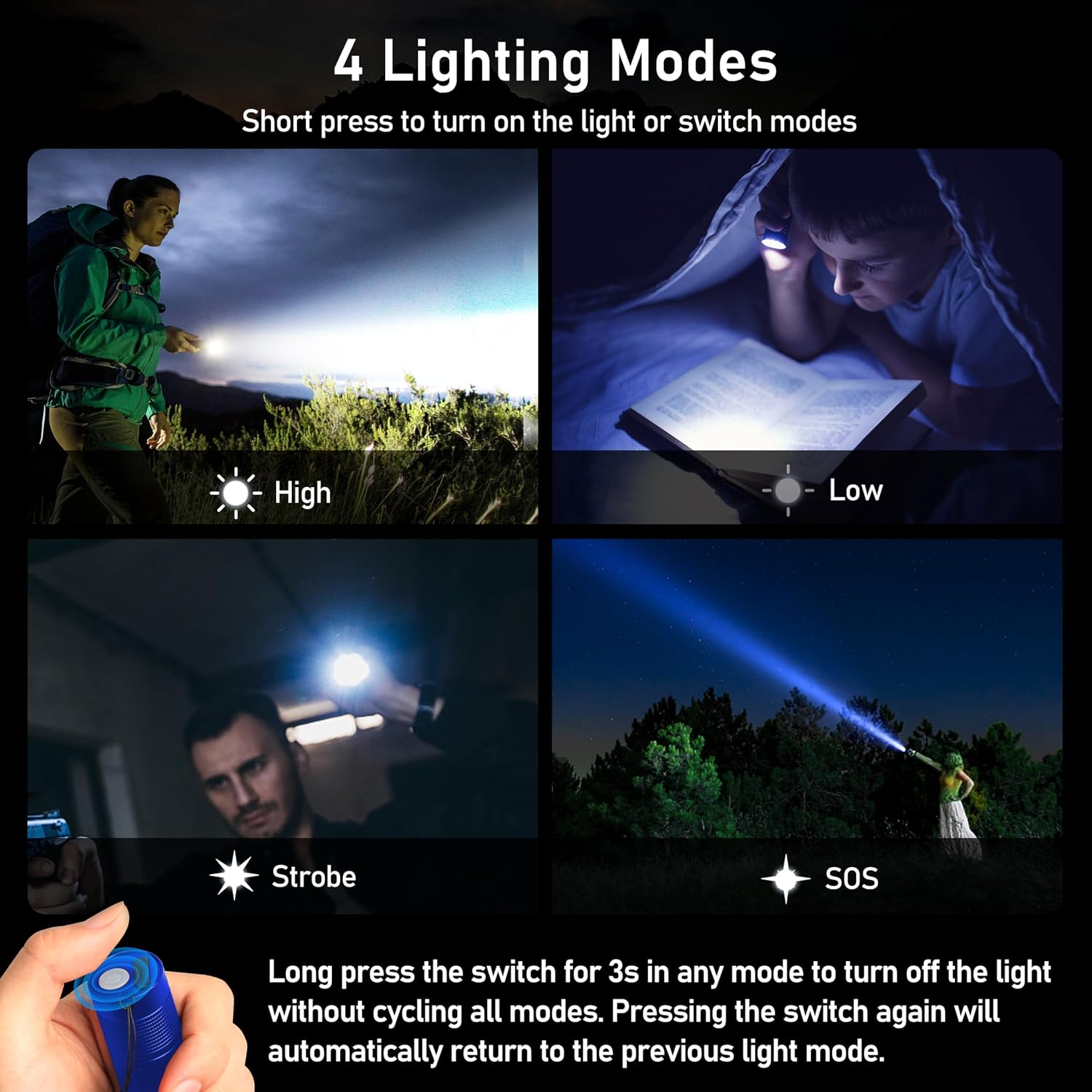 Blukar Rechargeable Flashlight, Super Bright Adjustable Focus Flashlights