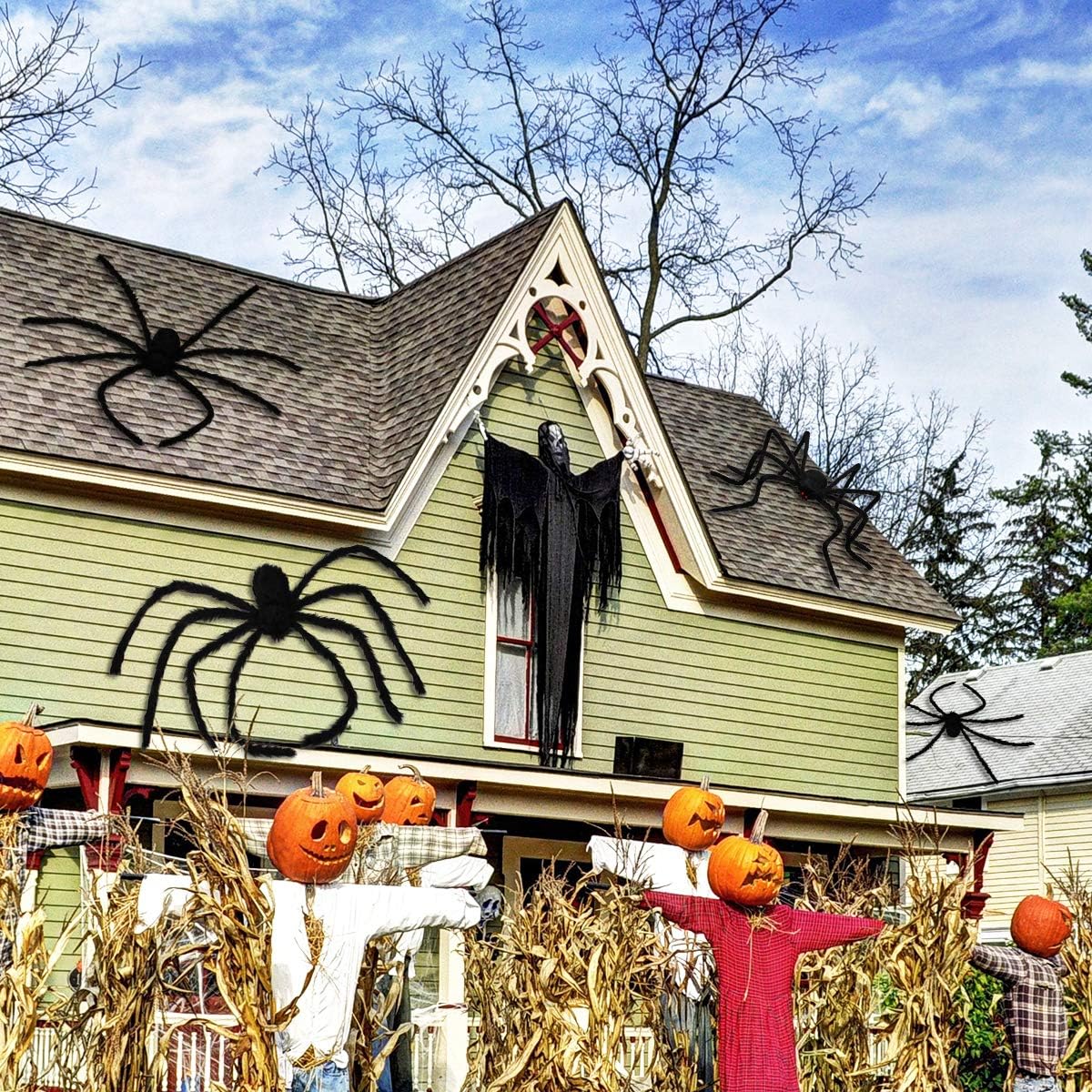 Halloween Outdoor Decorations Giant Spider: 6.5 FT Scary Large Spider Decor