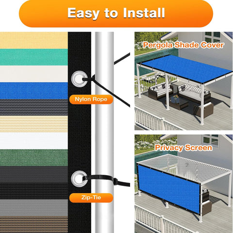 Artpuch Outdoor Pergola Shade Cover 8' X 13' Sun Shade Cloth with Grommets, 90% UV Protection Canopy Patio Privacy Screen (Customized Available) GN107, Blue