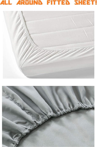 Elegant Comfort 1500 Premium Hotel Quality 1-Piece Fitted Sheet, fade Resistant, Full, White