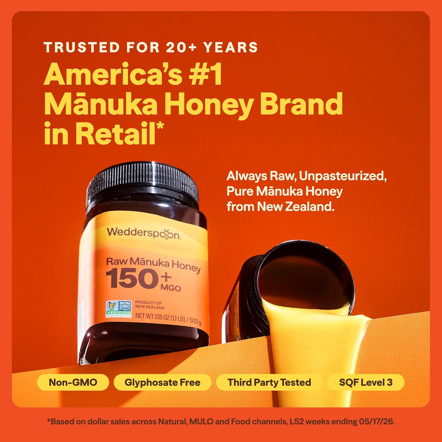Wedderspoon Raw Manuka Honey 850+ MGO, 8.8 Oz
