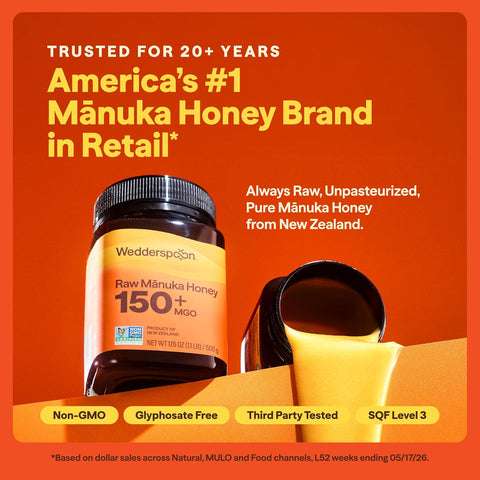 Wedderspoon Raw Manuka Honey 850+ MGO, 8.8 Oz