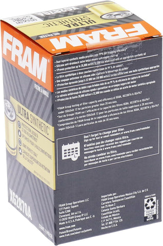 FRAM Ultra Synthetic Automotive Replacement Oil Filter, Designed for Synthetic Oil Changes Lasting up to 20k Miles, XG2870A with SureGrip (Pack of 1)