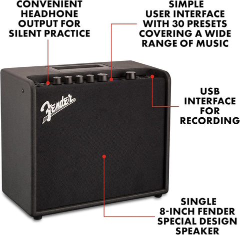 Fender Mustang LT25 Guitar Amplifier, 25-Watt Combo Amp with 8" Speaker