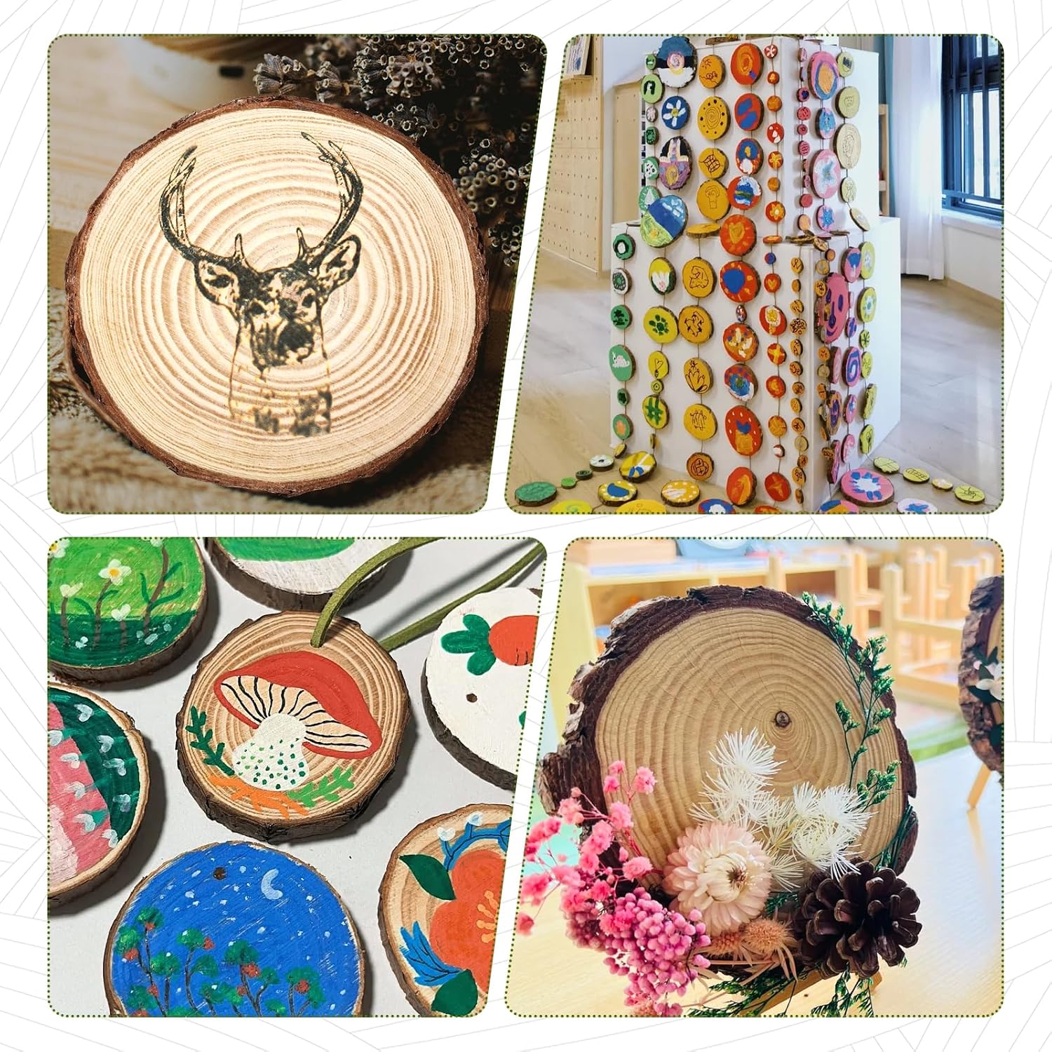 FSWCCK 30 Pack 3.5-4in Wood Slices,Rustic Wooden Centerpieces & DIY Crafts