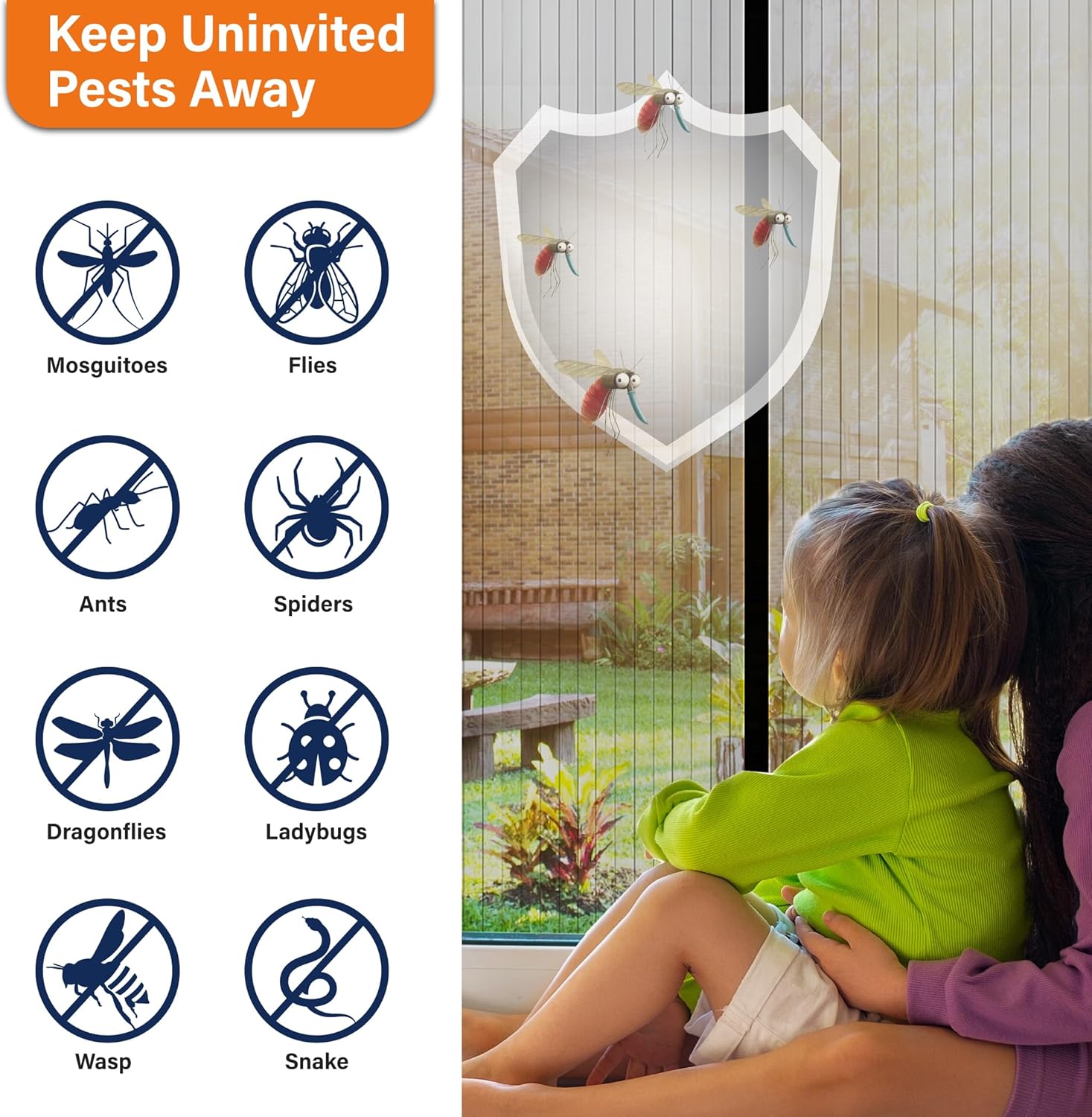 Mesh Screen with Magnetic Closure-Keeps Bugs Out Let Breeze in, Heavy Duty - Pet and Kid Friendly, Works with Front, Sliding Doors (38 x 82 Inch)