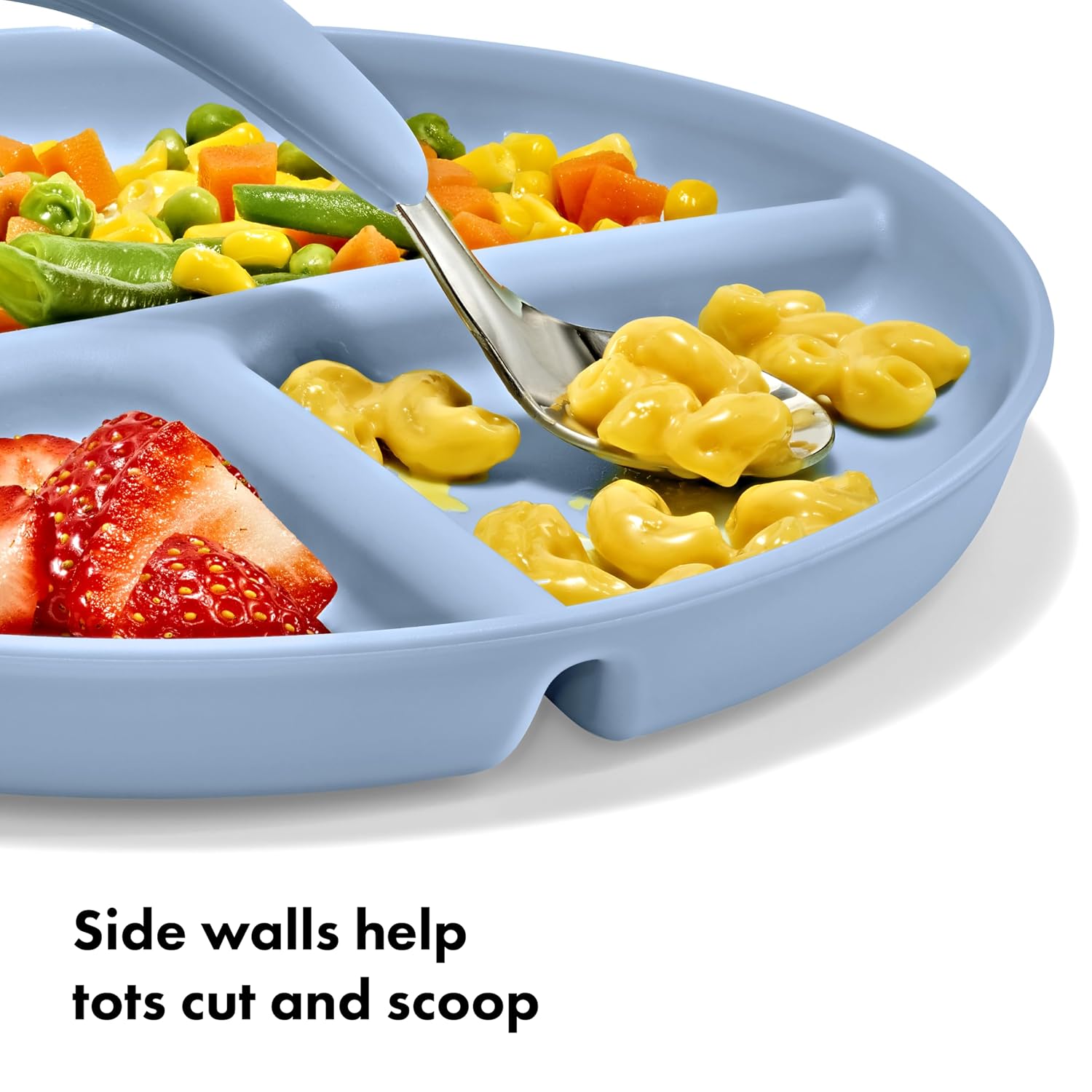OXO Tot Stackable Divided Plates Set, 3-Pack, Dark Multicolor
