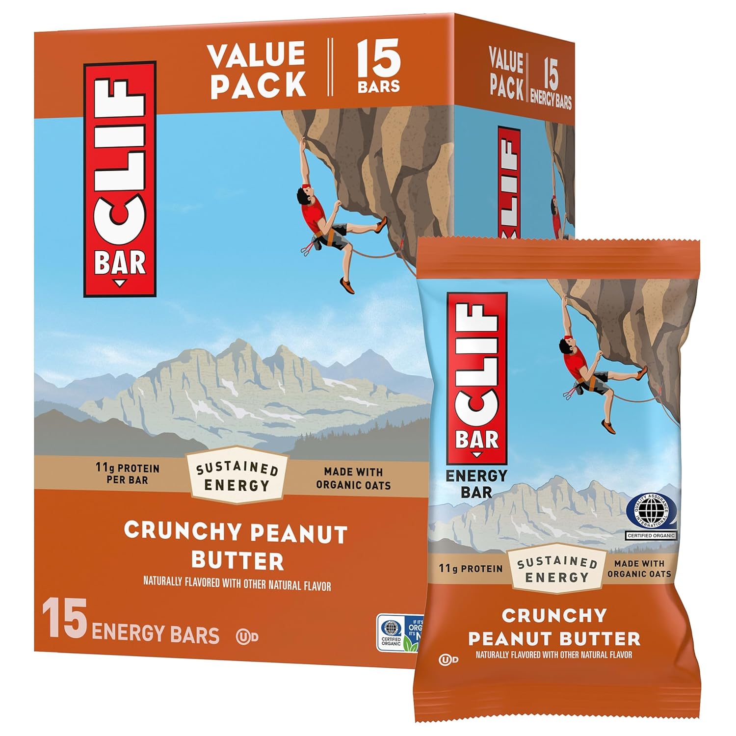 CLIF BAR Protein Energy Bars, Crunchy Peanut Butter, 15ct