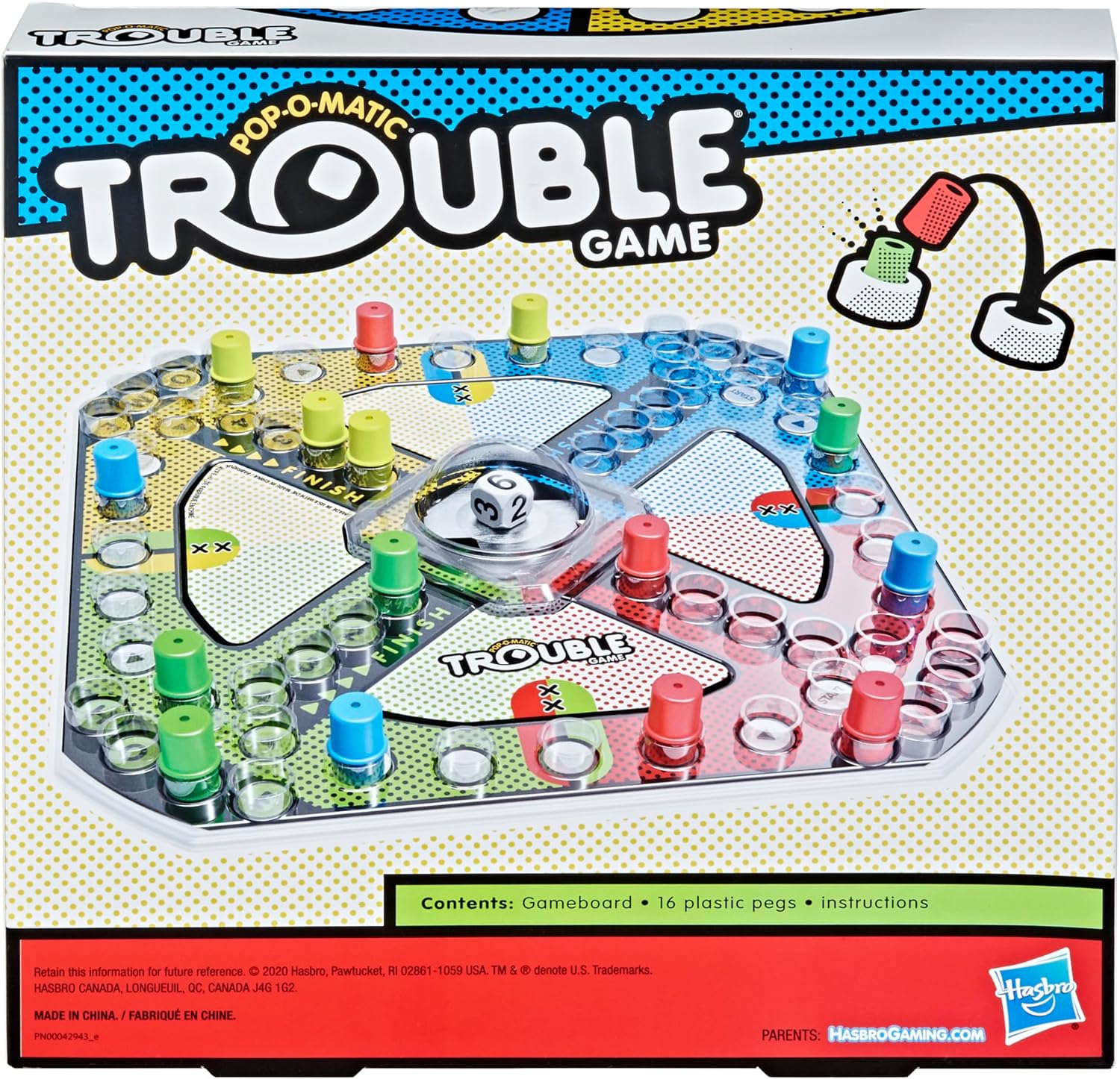 Hasbro Gaming Trouble Board Game for Kids Ages 5 and Up 2-4 Players