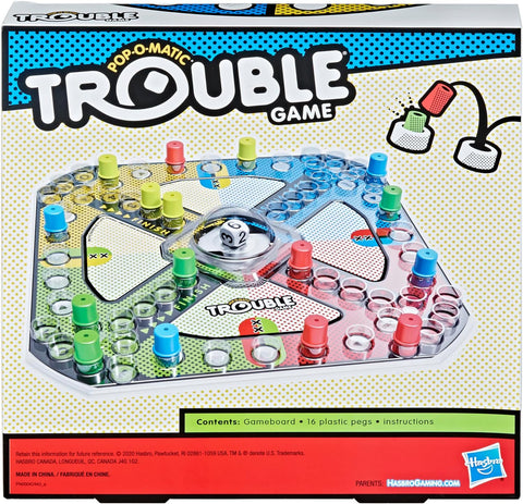 Hasbro Gaming Trouble Board Game for Kids Ages 5 and Up 2-4 Players