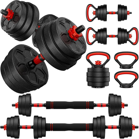 Adjustable Dumbbell Set, 20/33/45/70/90lbs Free Weight Set with Connector, 5-in-1 Dumbbell Set for Barbells, Kettlebells, Push up Stand, Weight Plate, Home Gym Suitable Men/Women