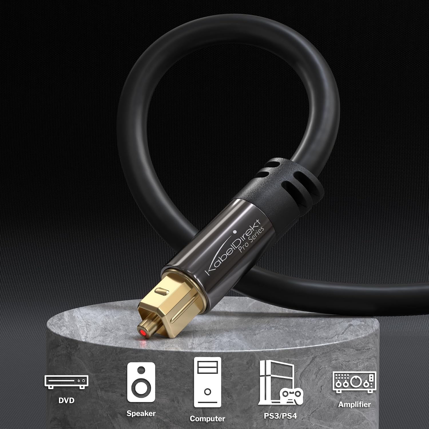 KabelDirekt TOSLINK – Optical Audio Cable – 5ft – Soundbar