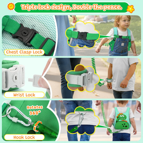 Dr.meter 3 in 1 Toddler Harness Leash with Key Lock for Boys Girls
