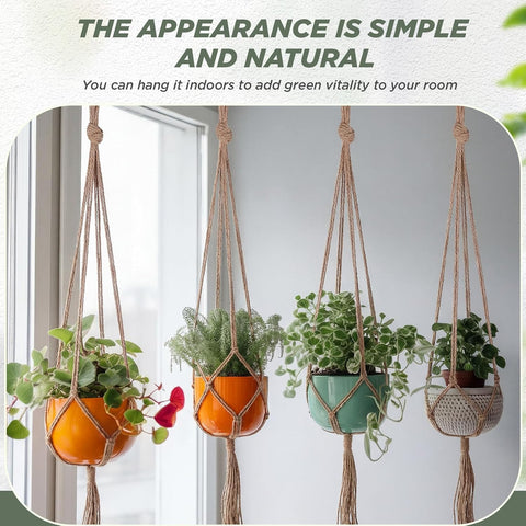 EBOOT 2 Pack 33 48 Inch Macrame Plant Hanger, Linen Color, 4 Legs