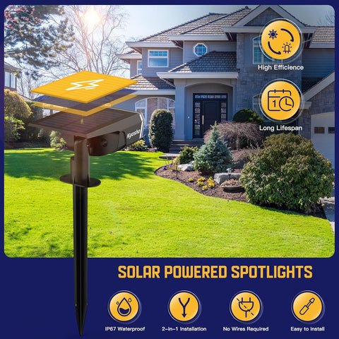 Kyosho Solar Outdoor Lights Waterproof IP67, 38 LEDs Solar Spot Lights Outdoor, 2-in-1 Landscape Spotlight with 3 Modes for Lawn, Pathway, Yard, Pool, 4 Pack