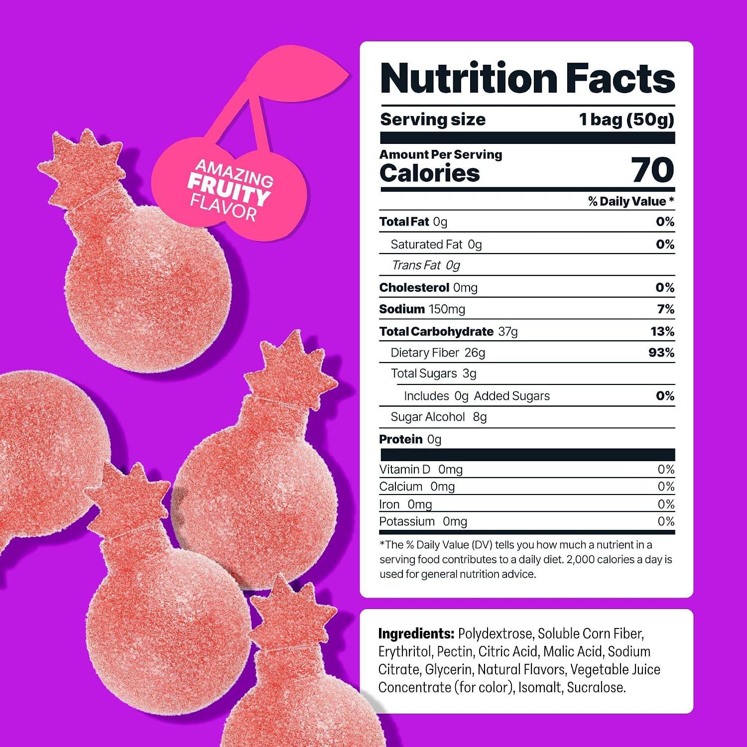 Shameless Snacks Sour Cherry Bomb Gummy Candy & Fruit Snacks - Keto