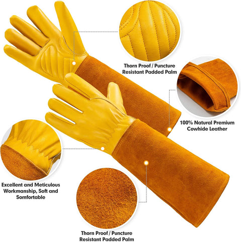 Acdyion Thorn Proof Gardening Gloves for Men & Women, Butter Yellow, S