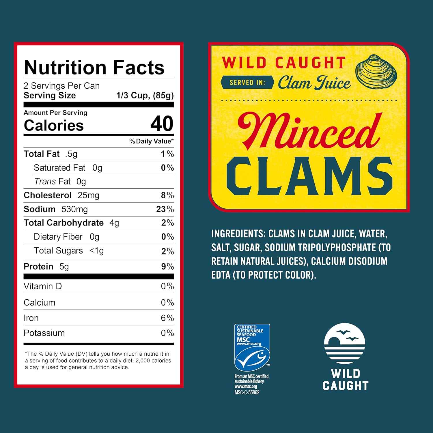 Snow's Wild Caught Minced Clams Canned, 6.5 oz Can (Pack of 12) - 5g Protein Per Serving - Gluten Free, Keto Friendly, 99% Fat Free
