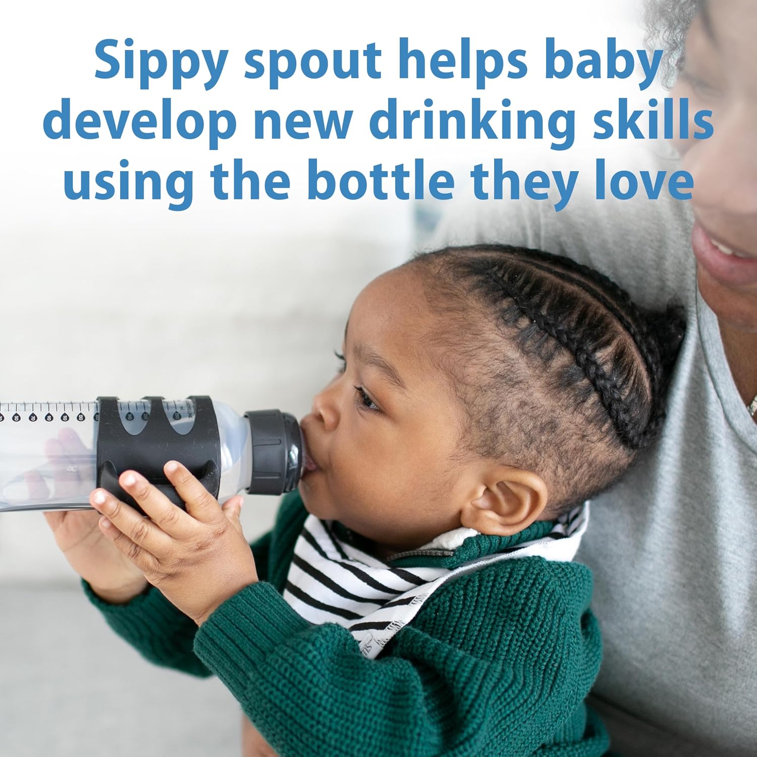Dr. Brown's Narrow Sippy Spout Bottle with Handles, Black & Ecru, 2-Pack