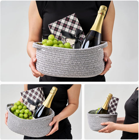 Gift Basket Empty, Small Baby Shower Basket for Gifts, Gray