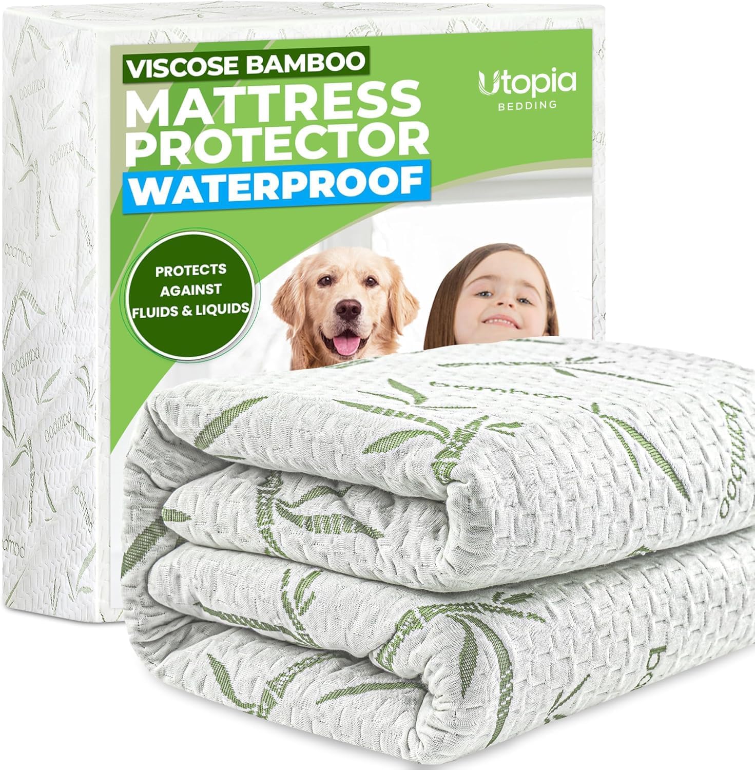 Bamboo Viscose Waterproof Mattress Protector Full Size, 15" Deep Pocket