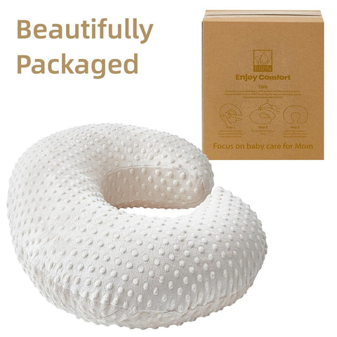 ESEN Nursing Pillow and Body Positioner for Breast Feeding and Bottle Feeding, Ultra Soft Baby Breastfeeding Pillows with Removable Nursing Pillow Cover for More Support for Mom and Baby (Beige)