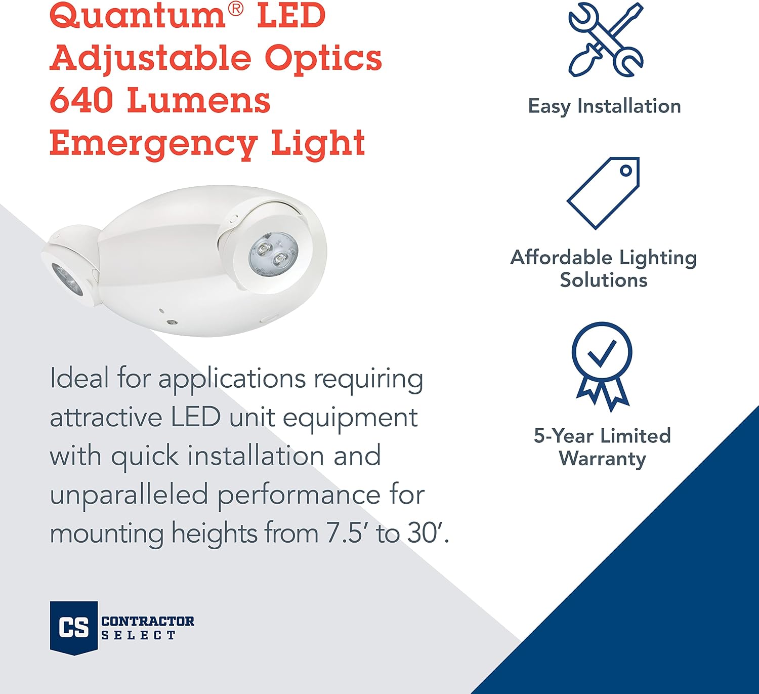 Lithonia Lighting Quantum Emergency Light, 2 Aimable Lamp Heads, 120/277V