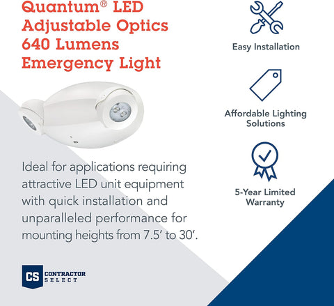 Lithonia Lighting Quantum Emergency Light, 2 Aimable Lamp Heads, 120/277V