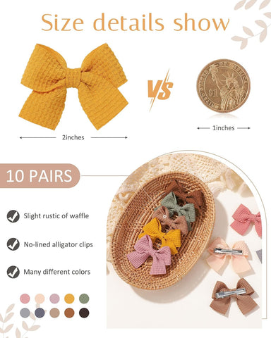 Jollybows 20pcs Baby Hair Clips Girls Bows 2" Mini Alligator Clip Toddler Pigtail Bow Fine Hair Clip