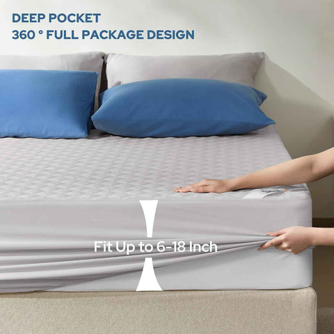 BEDLORE Waterproof Queen Size Mattress Protector, Deep Pocket Fit, Washable