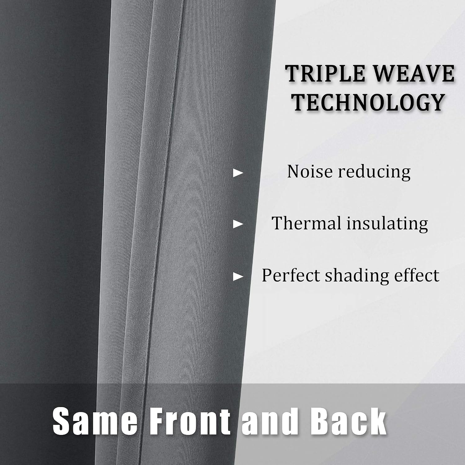 DUALIFE Grey Blackout Curtains for Bedroom 108 inches Long 2 Panels Grommet Window Treatment Thermal Insulated Room Darkening Window Panels Drapes for Living Room 60x108 inch Length