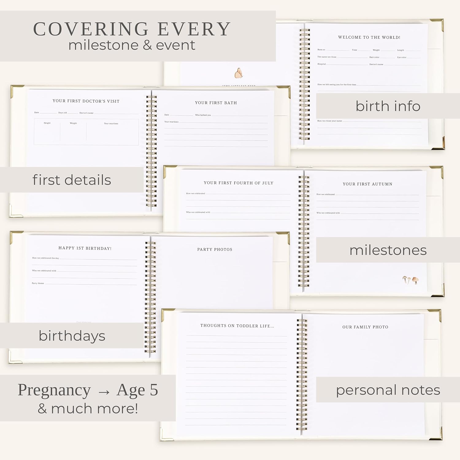 Keepsake Baby Memory Book for Boys and Girls - Timeless First 5 Year Book